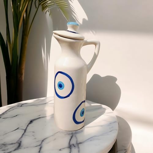 Image of MALAIKAH Ceramic Oil Dispenser Evil Eye Pack of 2 for Kitchen, Dining, Gifting, Home & Kitchen Decor