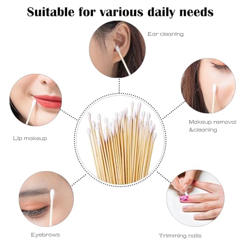 500 PCS 6" Long Cotton Swabs with Bamboo Handle for Makeup, Gun Cleaning or Pets Care - Thumbnail 4