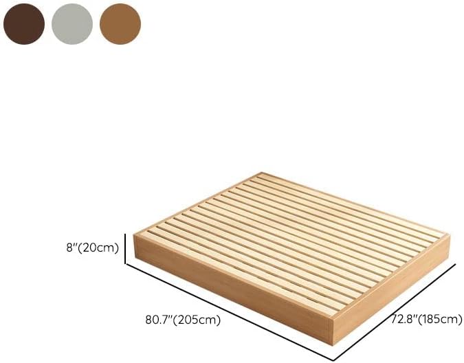 CraftThink Bed Frame Without Headboard, Scandinavian Solid Wood Platform Bed Frame Wood Slat Support (Mattress Not Included) for Bedroom Home Farmhouse- California King Wood