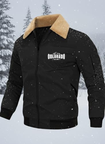 Image of GLASGO Men's Colorado Fleece-Lined Bomber Jacket || Winter Warm Stylish Casual Coat with Soft Collar & Zipper Closure