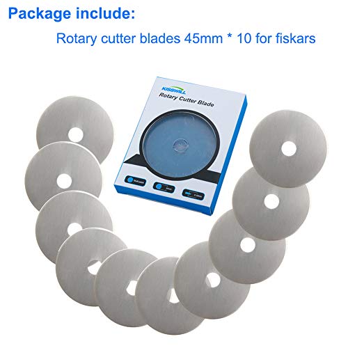 Rotary Cutter Blades 45Mm 10 Pack By Kisswill, Fits Fiskars, Olfa, Martelli, Dremel, Truecut, Dafa Rotary Cutter Replacement For Quilting Scrapbooking Sewing Arts &Crafts, Sharp And Durable #TOP6