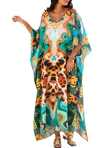 Image of Moss Rose Kaftan Dresses for Women Summer Swimsuit Cover up Caftan Dress