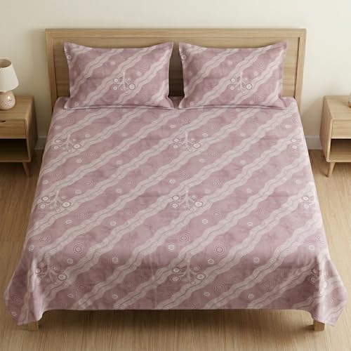 Image of Mafatlal 186 TC Metro Cotton Double Bed Bedsheet | 90x100 Inch|Soft, Breathable & Lightweight | Includes 2 Pillow Covers| Soft Lavender 1