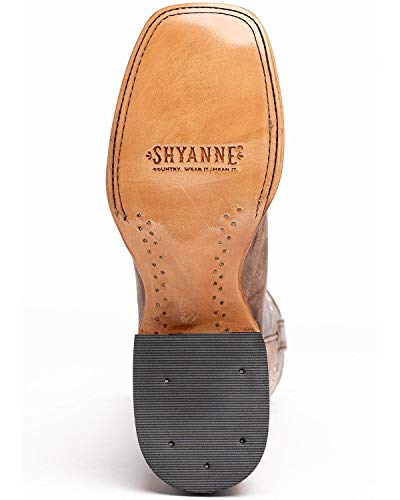 Shyanne Women's Lasy Floral Embroidered Cowboy Boot Broad Square Toe Brown #TOP6