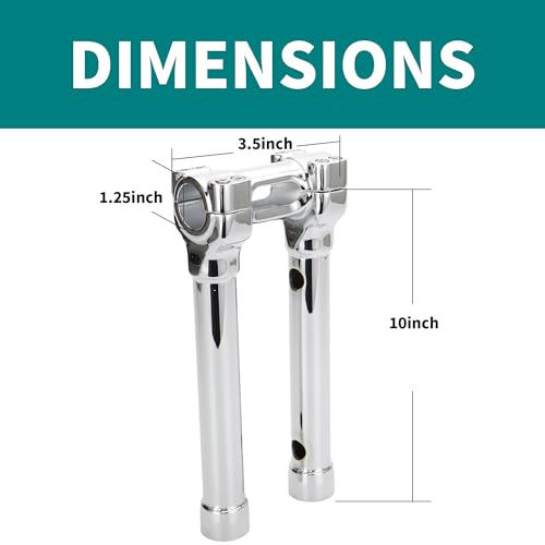 Mokitdora MOKITDORA7364BEST 10 Inch Rise 1-1/4 Inch Handlebar Riser One Piece Clamp For Harley Softail Dyna Sportster Xl1200 883 Models thumb #2