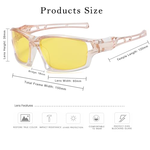 Long Keeper Polarized Night Vision Sunglasses Night Driving Glasses for Men Women Wrap Around Yellow Lens Cycling Sun Glasses3