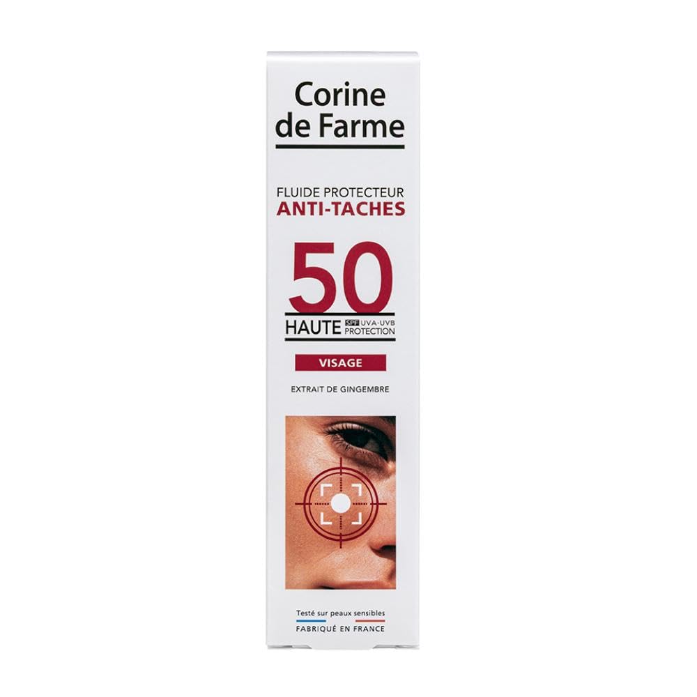 Corine de Farme - Fluide Protecteur Solaire Anti-Taches SPF 50 - Haute Protection UVA/UVB et Action Antioxydante - Prévient et Réduit les Taches Brunes - Fini Invisible et Non Gras - 40 ml