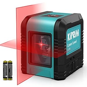 Livella Laser Autolivellante, Kiprim LV1R Cross Livella Laser Modulo Doppia Linea Verticale/Orizzontale Laser, IP54 Antipolvere, Impermeabile, Anti-Goccia da 1 m, ±4° Livellamento Automatico