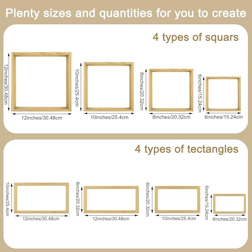 SPRFAIRY 16PCS Needlepoint Stretcher Bars for Needlework 6 8 10 12 Inch Wooden Canvas Stretcher Bars with 50 Thumb Tacks 4 Size Needlepoint Embroidery Stitch Frame Set for Crafts Art