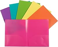 Vista 192 de JAM PAPER Heavy Duty Plastic Two Pocket Extra Tough School Folders - Blue - 6/Pack