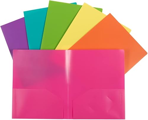 Miniatura 192 de JAM PAPER Heavy Duty Plastic Two Pocket Extra Tough School Folders - Blue - 6/Pack