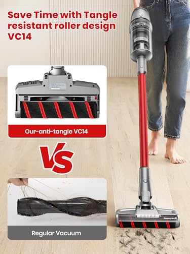 Honeywell Smart Cordless Vacuum Cleaner w/Automatic Adjustment, 10-in-1 Lightweight Stick with 3000mAh Battery 70Mins Runtime, Rechargeable Vacuum for Pet Hair/Carpet/All Floor, VC14, Graphite/Red - Image 6