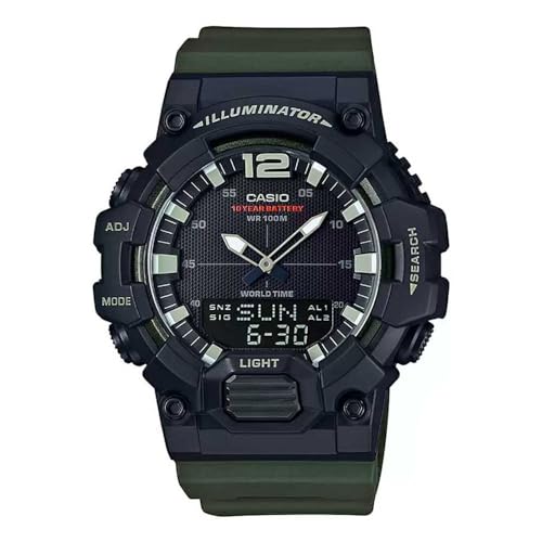 Casio Men's Quartz Sports Watch Green Resin Case and Bracelet Analogue Display Black - HDC-700-3A