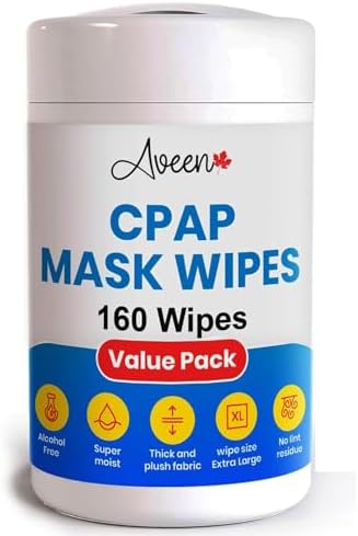 Aveen CPAP Mask Wipes,160 Extra Large Wet Wipes, Unscented CPAP Cleaning Wipes, Lint Free, Easy Opening Canister