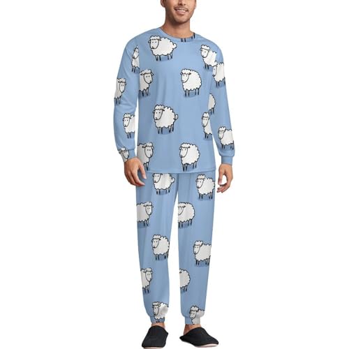 Funny Prints Men's Pajama Set Long Sleeve Crewneck Top And Pant Casual Soft Comfortable Loungewear Sets