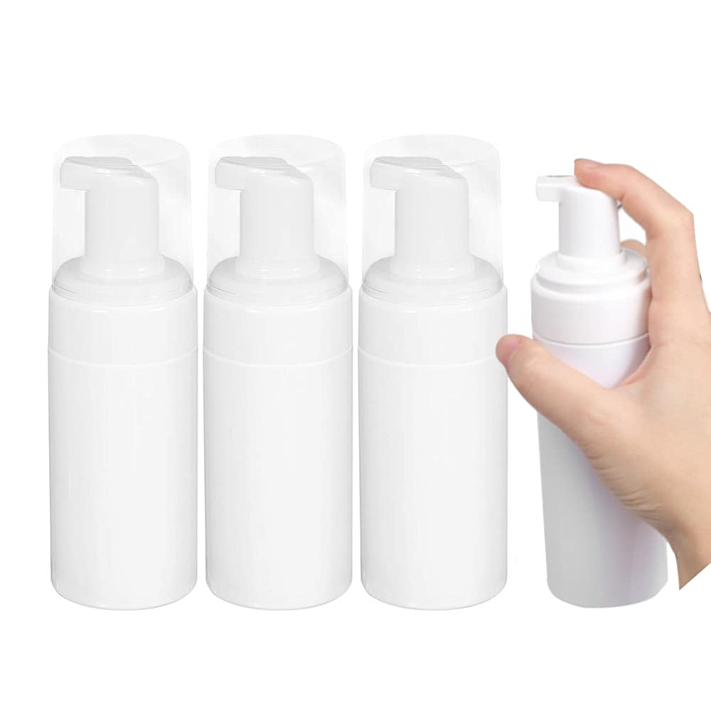 100ml Foaming Soap Dispenser Bottles, White Empty Foaming Bottle Mousse Liquid Container for Travel Bathroom Kitchen Sink Countertop (4 Pcs)