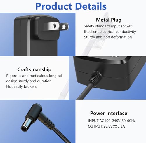 Image of 28.8V Charger Replacement for Shark Vertex DK33-288080H-U, Compatible with IZ662H IZ682H IZ462H IZ440H IZ441HBRN IZ482H IZ483H Cordless Vacuum Cleaner, AC DC Power Adapter 6FT