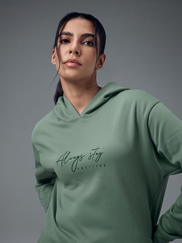 Image of TECHNOSPORT Women's Regular Fit Graphic Print Hooded Neck Full Sleeve Technowarm+ Sweatshirt for Casual & Regular Use