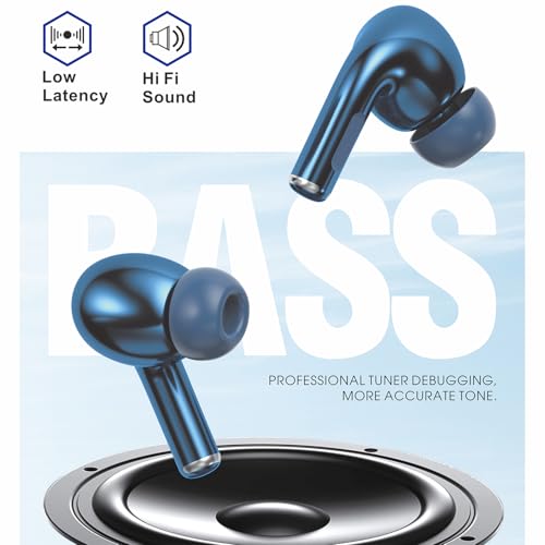 Image of ONE 7 Shine PODS Wireless in-Ear Earbuds | 13mm Dynamic Driver | Deep Bass | ENC Calling | Bluetooth v5.3 | Up to 36 Hours Playtime | Lightweight with Silicone Case (ON TWS-54) (Blue)