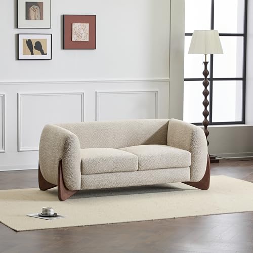 Christopher Knight Home Alma 63" Boucle Loveseat with Wood Legs,