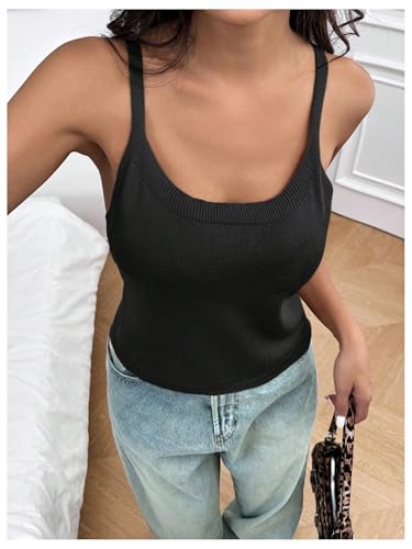 MakeMeChic Women's Tie Open Back Top Knit Backless Spaghetti Strap Going Out Tops4