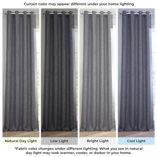 Image of HPD Half Price Drapes - Grommet Faux Linen Curtains for Living Room (1 Panel) - 50W X 96L - Textured Room Darkening Curtains for Bedroom 96 Inches Long - Drapes for Home Decor, Blazer Grey