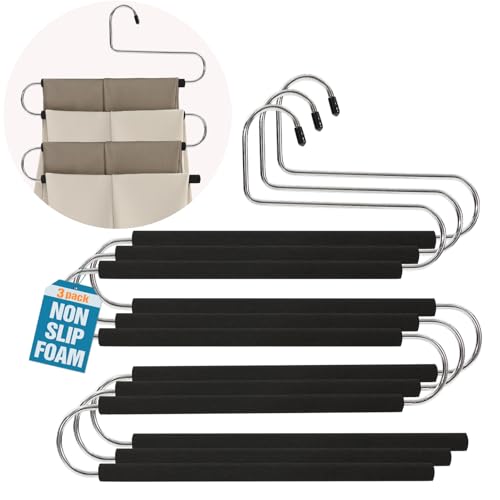 ICOFUPO Multiple Space Saving Non Slip Foam Padded Pants Hangers
