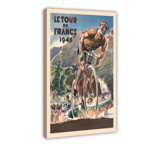 Impression sur toile Le Tour de France 1948 - Cadre suspendu pour affiche rétro de cyclisme