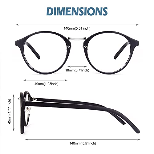 Image of Happy Store CN65 Vintage Inspired Metal Bridge Round UV400 Clear Lens Glasses for Men and Women,Matte Black