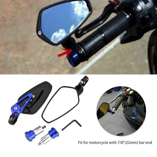 Espejos retrovisores de moto antirreflejos universales de aluminio azul para manillar 4