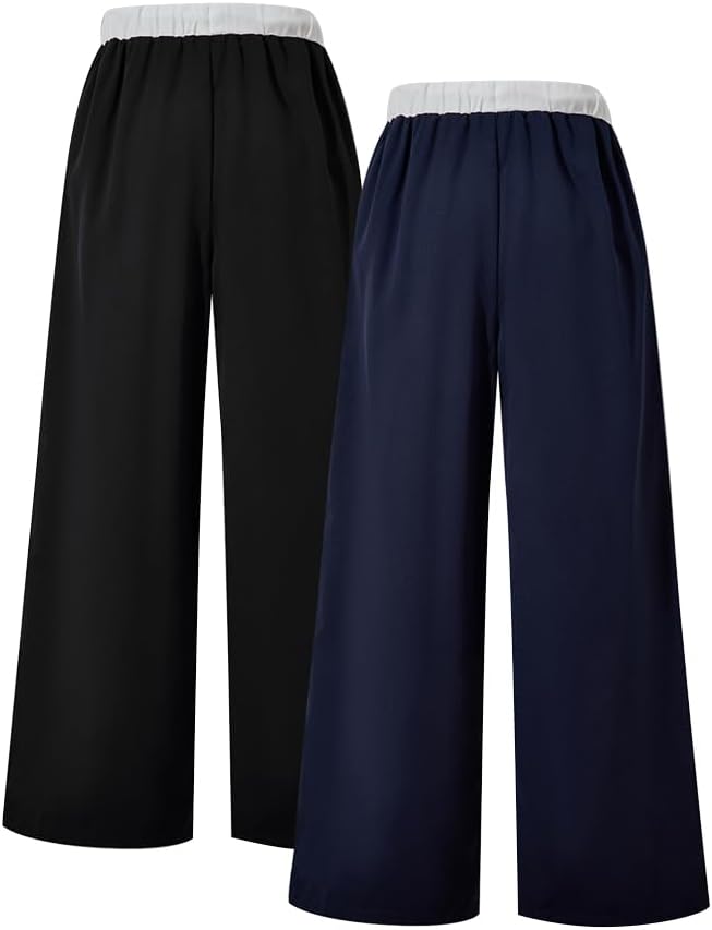 Nivne Tco 2pcs Tween Girls Sweatpants Side Striped Loose Drawstring Waist Number Graphic Casual Baggy Wide Leg Pants Set - Image 2