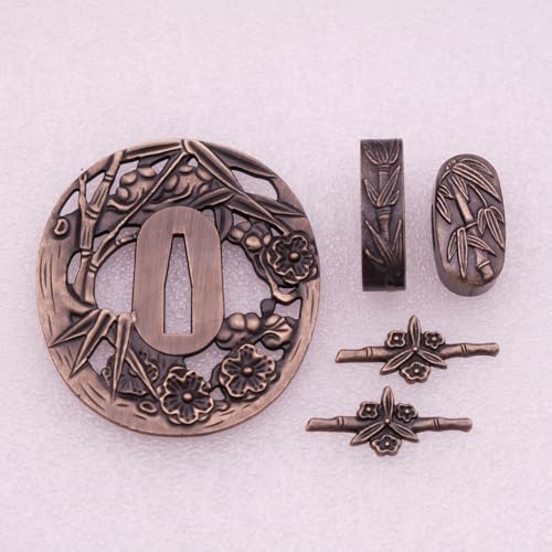 Japanese Samurai Sword KOSHIRAE – TSUBA FUCHI KASHIRA MENUKI 68-85 (DTZH107, 3.14in-3.54in,2.75in-3.14in,)