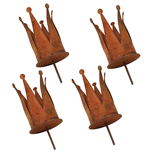Rostikal 4er Set Teelichthalter Krone Ø 7 cm Edelrost Kerzenhalter...