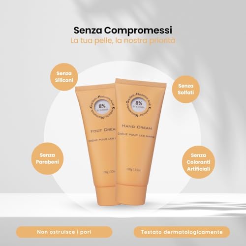 8% - Set Crema Piedi E Mani Idratanti E Riparatori - Kombucha, Acido Ialuronico E Niacinamide - Tutti I Tipi Di Pelle - Senza Parabeni, Solfati - 2X100G - 4