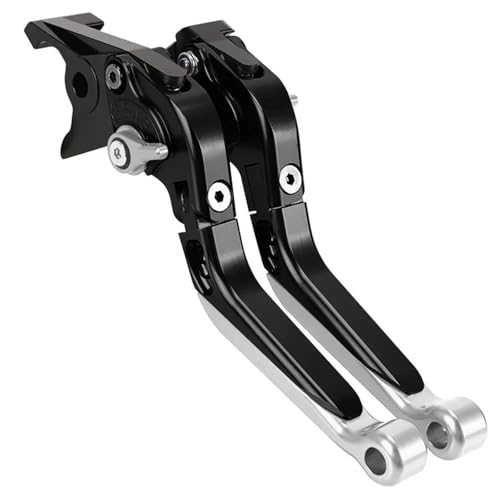 YUQUDGELKY Für YAMAHA Für Tracer 7 2021-2023 Für Tracer700 2016-2022 Motorrad Verstellbare Bremshebel, Klappbar, Ausziehbar(Schwarz Silber)