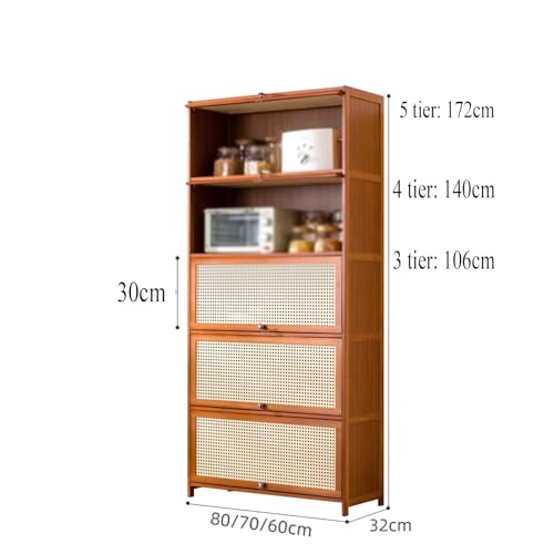Support micro-ondes vintage en bambou, étagère de cuisine au design durable - 2