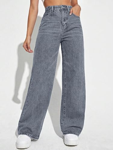 Image of TAGAS Women's High Waisted Wide Leg Jeans - Baggy Denim Pants, Loose Fit Casual Straight Leg Pant for Girls & Womens