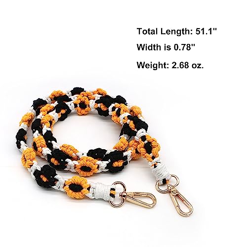 Image of Handmade Woven Cotton Rope Flower Shoulder Strap Bag Strap Purse Strap Crossbody Replacement Strap