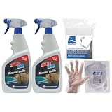 SET: 2x Chiaro Luce Spray RIMUOVI MUFFA, Sbianca e Igienizza, Per Interno Ed Esterno 750ml + 1 Confezione Spugna Magica + 100pz Guanti HDPE Monouso