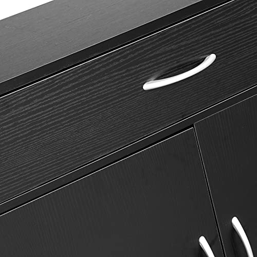 Henf-Beauty-Salon-Spa-Storage-Cabinet-Wood-Hair-Styling-Barber-Station-Spa-Equipment-Hair-Salon-Cabinet-Bathroom-Floor-Cabinet-Hairdressing-Dresser-Cabinet-with-Large-Storage-Space-Black