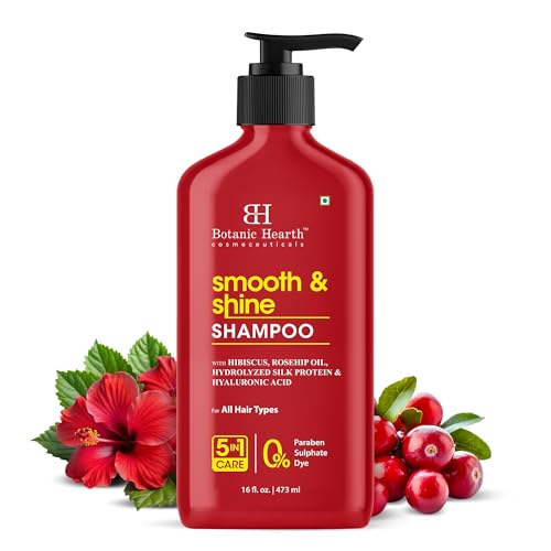 Image of Botanic Hearth Hibiscus Shampoo Infused With Rosehip Oil, Hydrolyzed Silk Protein & Hyaluronic Acid Clarifying Shampoo To Smooth, Add Shine & Strengthen Hair| For All Hair Types, 16 Fl Oz