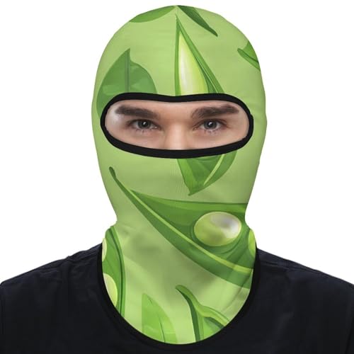 Image of Pea Pod Green Leaves Balaclava Face Mask Ski Warmer Windproof Hood Outdoor Sports Cycling Sun Protection Mask
