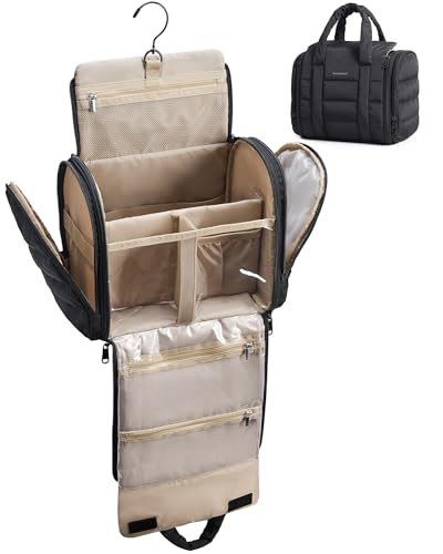 BAGSMART Travel Toiletry Bag with Removable Partition, Puffy Water-resistant Fabric