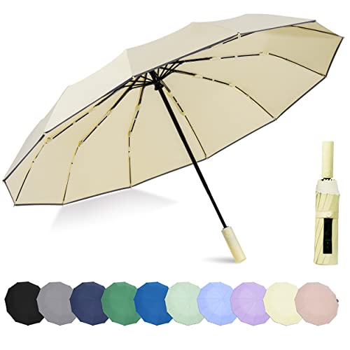 Image of BAODINI Windproof Compact Rain Umbrella for Travel 42 /46 Inch Premium Fabric Auto Open Perfect for Purse and Backpack Portable Umbrella for Women and Men