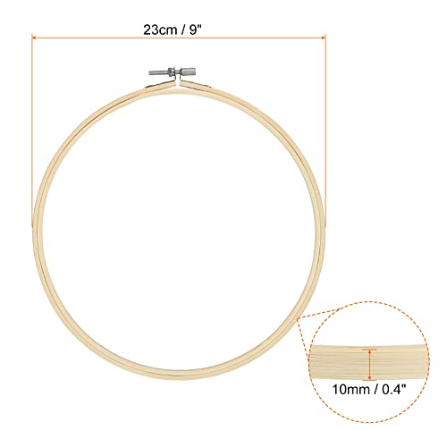 Image of PATIKIL 12 Pieces 9 Inch Embroidery Hoops Round Adjustable Bamboo Circle Cross Stitch Hoop Ring Bulk for Embroidery Art Craft Handy Sewing Decoration