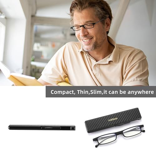 SZEOEOM Ultra thin Folding Reading Glasses Women Men Lightweight TR90 Blue Light Blocking Anti Foldable Compact Computer Readers Portable Slim Flat sturdy case Black +2.0 (GRAY - Image 4