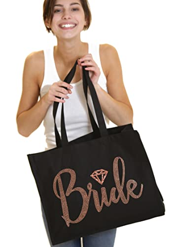 RhinestoneSash Rose Gold Bridal Party Tote Bags - JUMBO 18" x 14" Wedding Totes - Bridal Shower Gifts & Favors2
