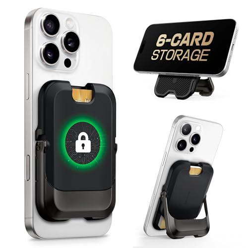 SUPCASE for MagSafe Wallet with Stand, Magnetic Wallet for Men Women, [Hold 6 Cards] [RFID Blocking] [Strong Magnetic Lock] Phone Stand Card Holder for iPhone 17/16/15/14/13/12 Series, Carbon Black