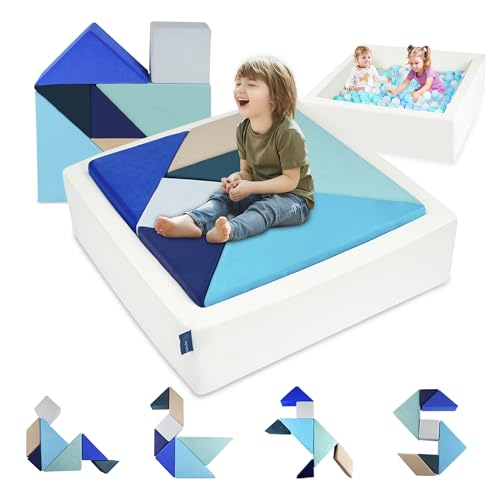 Heypappy Divano Bambini,Divano Gioco Modulare per Bambini con Puzzle Tangram,
