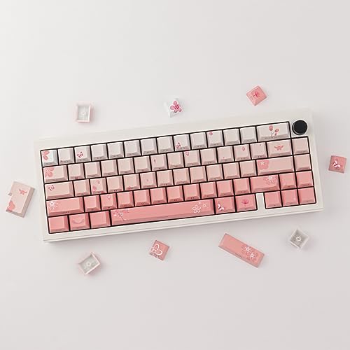 PBT Keycaps Custom 135 Keys Letter Side Print Backlit Keycap Cherry Profile Pink Gradient Keycap Set for ISO/UK Layout Cherry MX Switch Mechanical Keyboards - Image 3